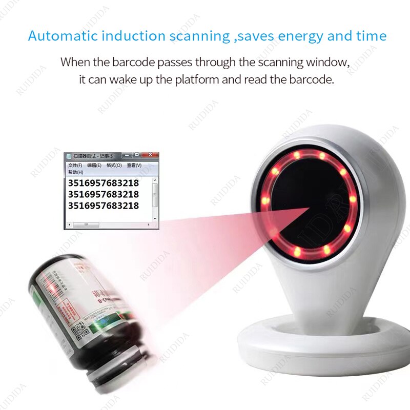 Desktop Scanner 2d Platform Barcode Reader 1D 2D QR Code Scanner Bar code PDF417 Handfree Auto Scanning for Supermarket Store