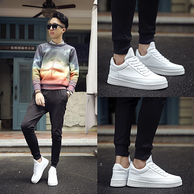 Menn sko skinn casual svarte sko herre vår høst snøre joggesko tenis masculino adulto 563