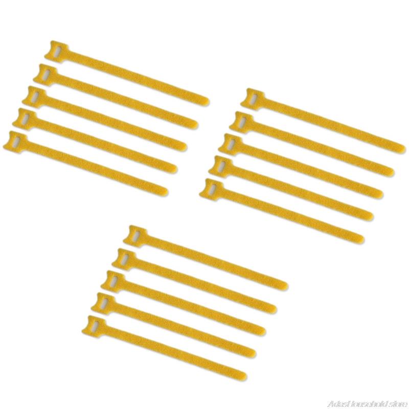 Tiras de Velcro reutilizables para envolver cables, cintas de Cable con cremallera, varios colores, surtido de tiras ajustables, , 8 unidades, 15 unidades: Yellow