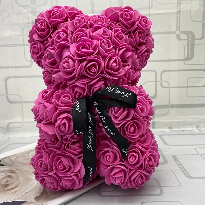 Valentinsdag dag 25cm rød rose bamse rose blomst kunstig dekoration jul kvinder valentinsdag: Rose rouge 25 cmnobox