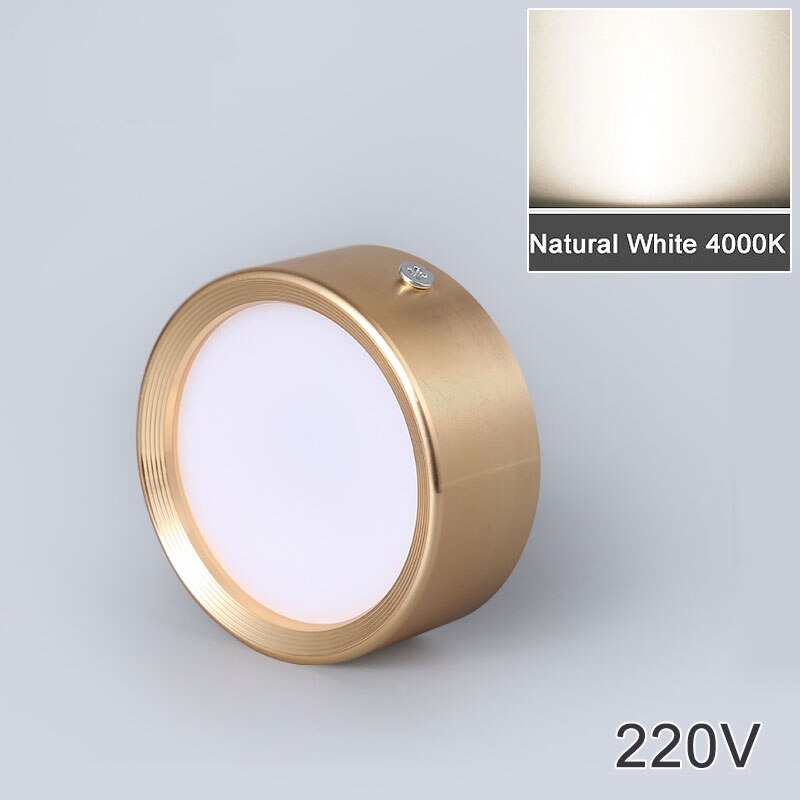 Opbouw 12W 9W 7W 15W Led Downlight Plafond Lampen Ultradunne Driverless Led Spot Lights 220V Plafond Armaturen Verlichting: Gold Body 4000K / 9W 220V