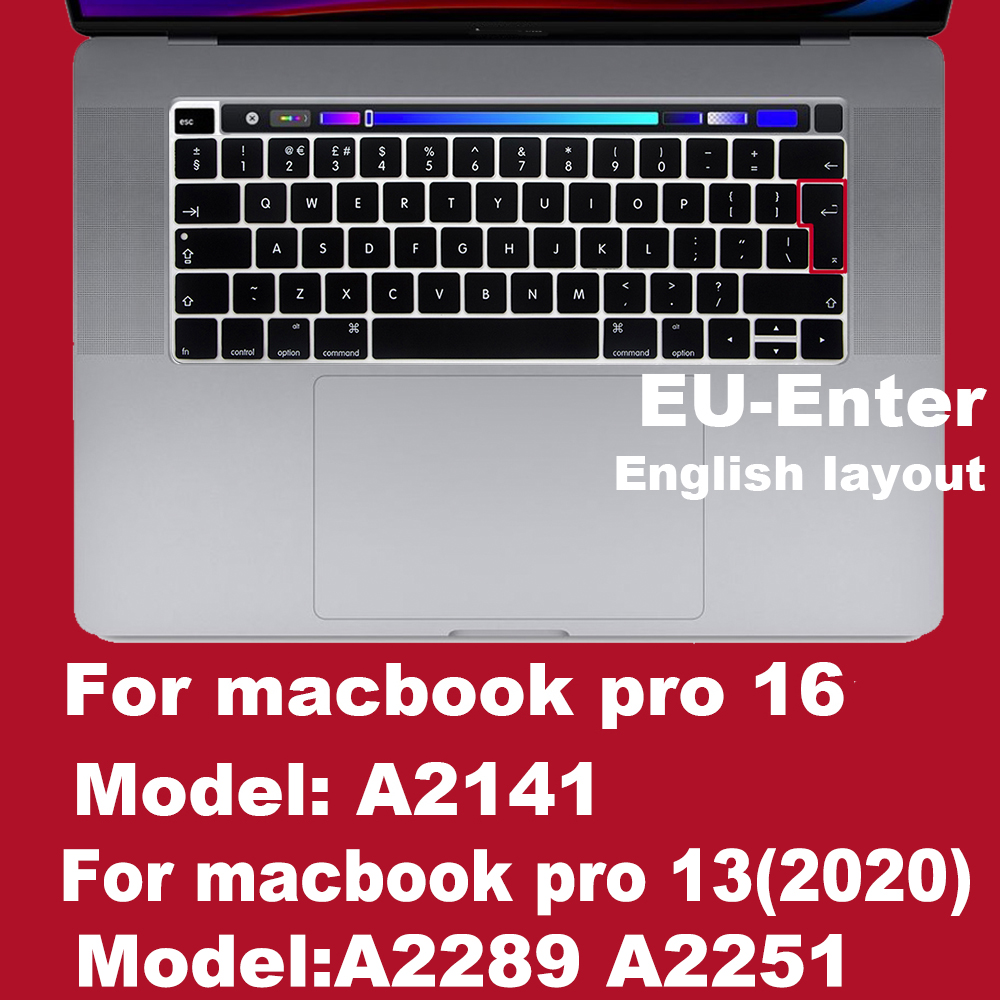 Kannettavan tietokoneen näppäimistön suojus eu&us näppäimistön kotelon suoja macbook prolle 16 13 air 12 15 touchbar malli  a1706 a 1466 a 1708 1990 2 a 1398 a 1534: Pro 16 eu- enter