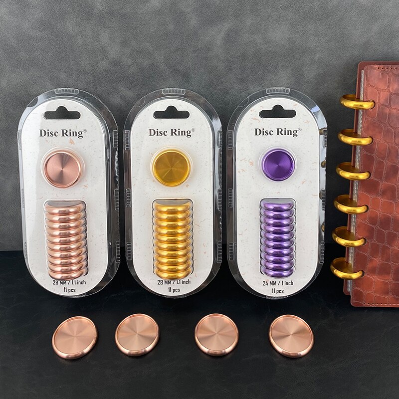 28mm 11pcs Aluminum Metal Gold Disc Planner Disc Binding Rings for Notebooks Binding Discs Planner Ring Binder Discbound Discs