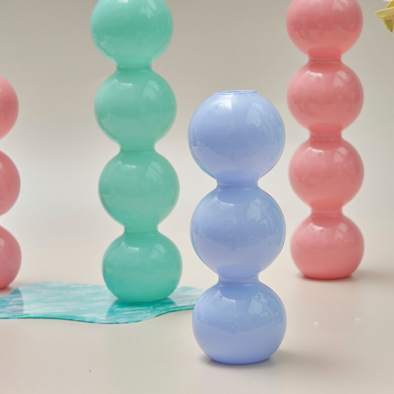 Vase à bulles de couleur Jade, petit support de fleurs, vases en verre, accessoires de décoration pour la maison pour le salon