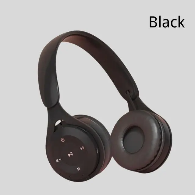 Børnehovedtelefoner trådløse bluetooth-øretelefoner stereo foldbare hjelme gaming headset over-ear hovedtelefoner til android ios: Sort