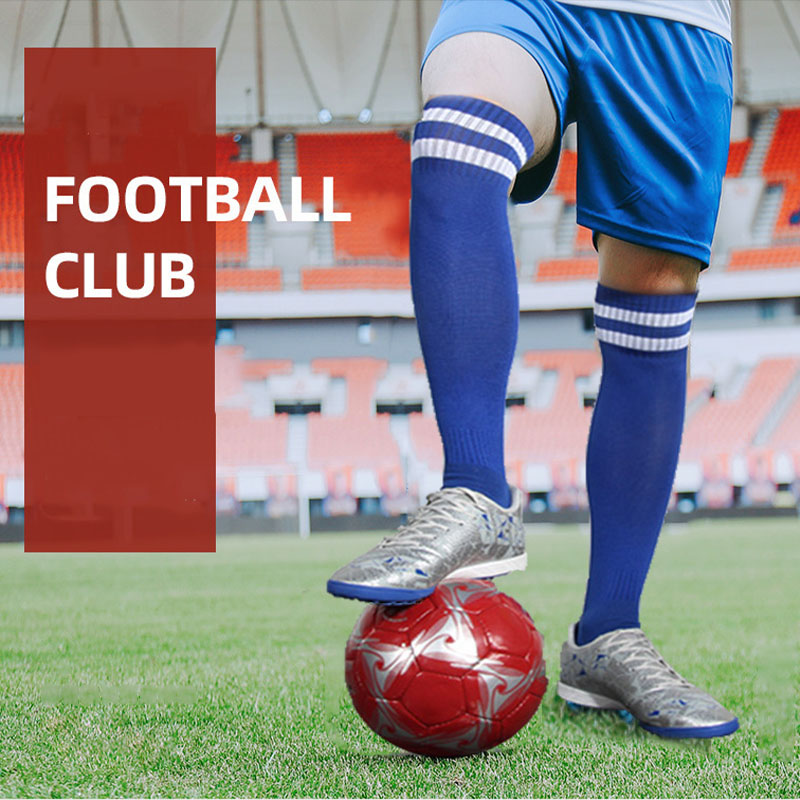Męskie skarpety sportowe damskie pończochy pasiaste skarpety uciskowe długa piłka nożna nad podkolanówki Livraison gratiite Hurt