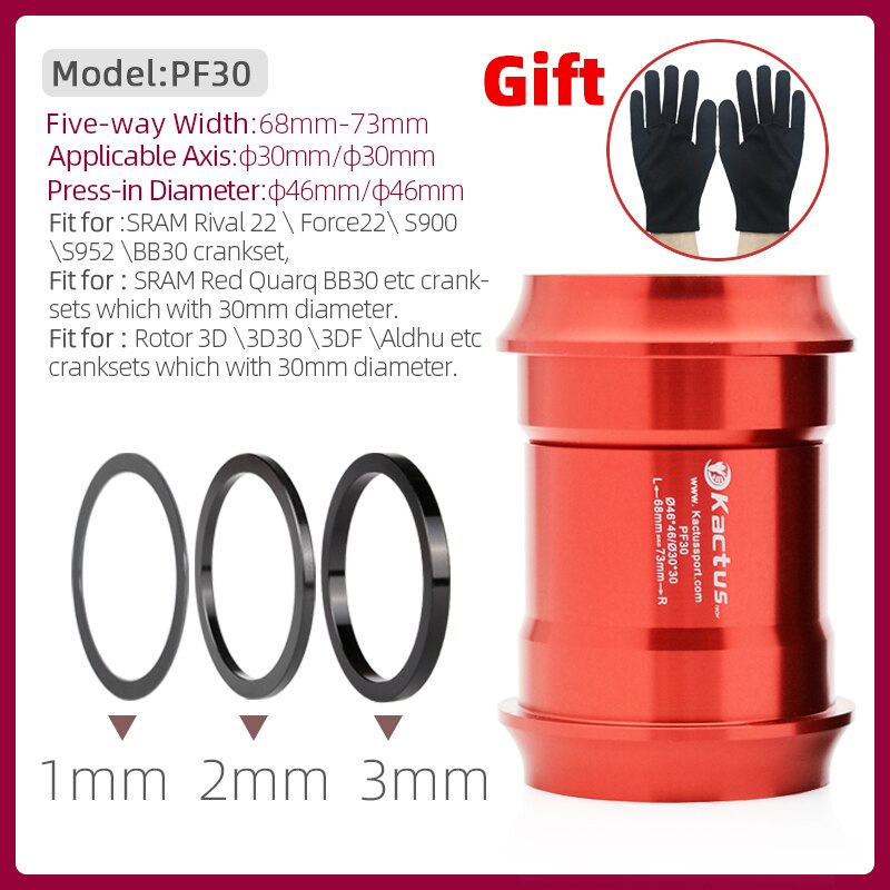 Ktus – support de pédalier à pression PF30, adaptateur de vélo, mouvement Central pour SRAM Rival 22, Force22, S900, S952, BB30, Rotor 3D, pédalier: PF30-Red