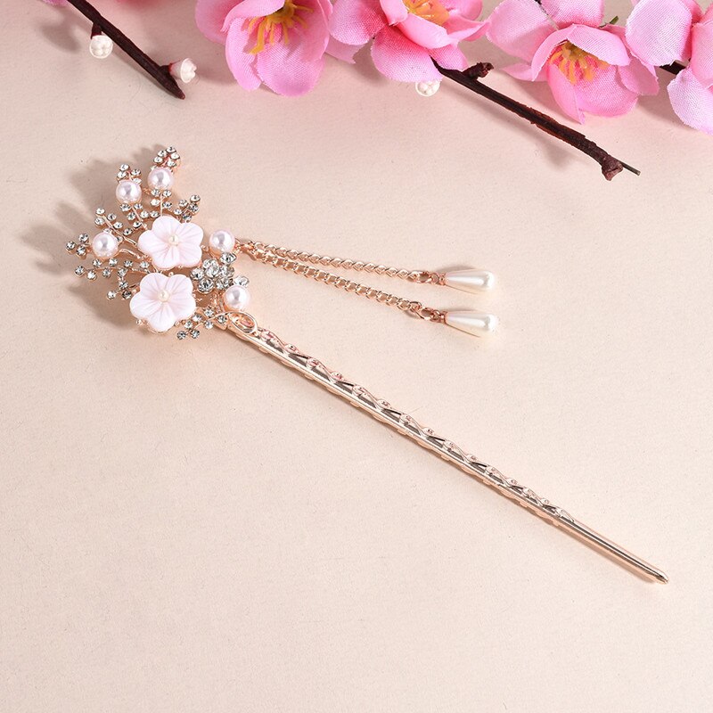 Vintage Chinesischen Stil Haar Stick Frauen Metall Strass Haar Stick Haar Stäbchen Haarnadel Chignon Frau Haar Clip Zubehör: A