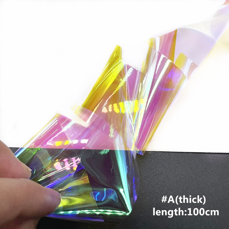 Aurora lámina de cristal para uñas, película adhesiva de celofán, de tendencia de uñas coreanas, cubo de hielo, decoración DIY, 100cm/botella: A