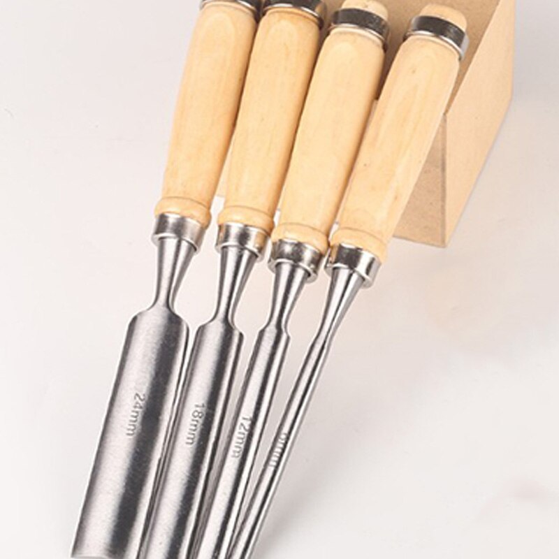 Juego de tallado de madera con cincel semiredondo de 4 Uds., juego de herramientas de Grabado a mano para carpintería, herramientas de tallado de carpintero