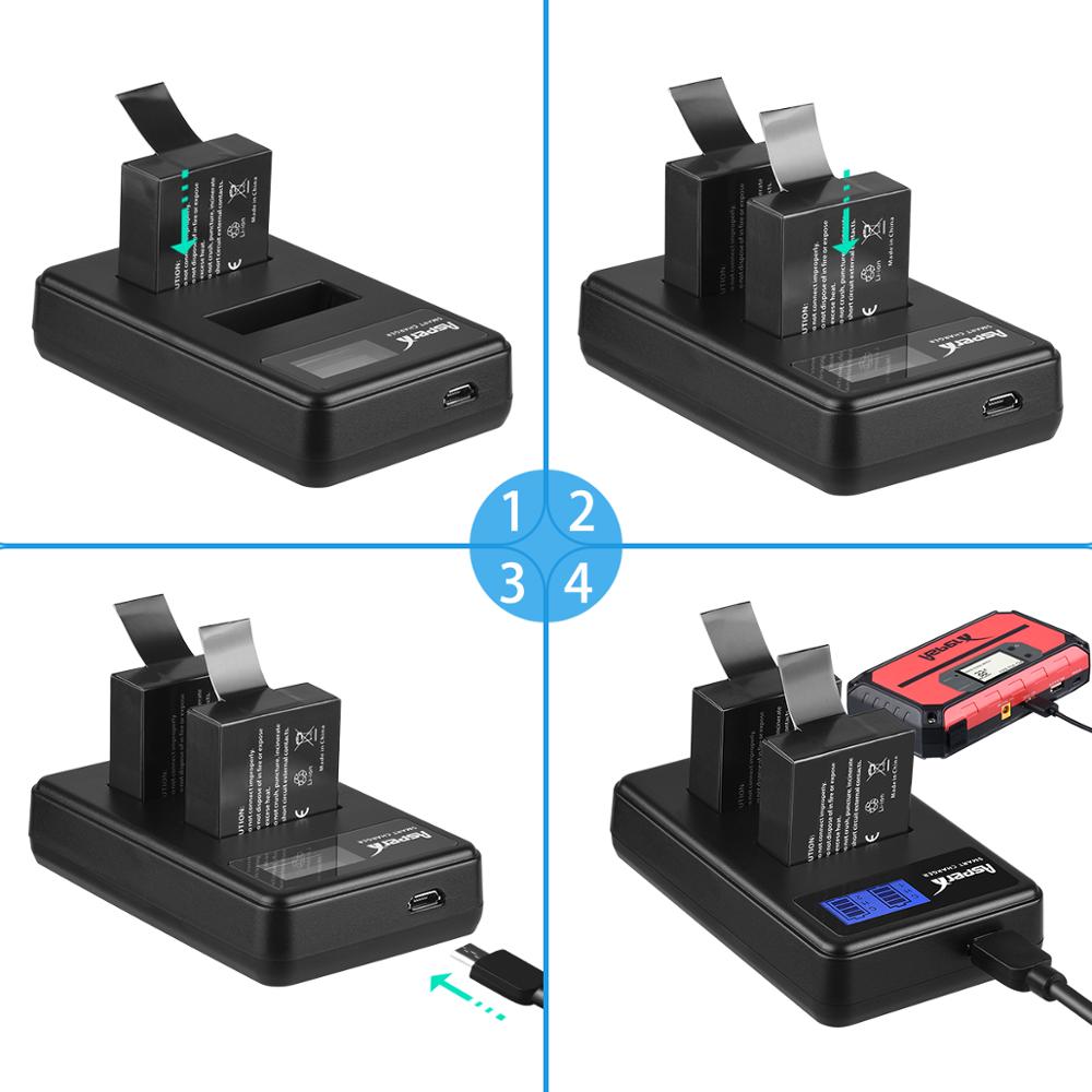 AsperX SJCAM Sj4000 batería + LCD USB cargador Dual para SJCAM SJ4000 SJ5000 SJ6000 SJ8000 EKEN 4K H8 H9 GIT-LB101 GIT PG900 1050