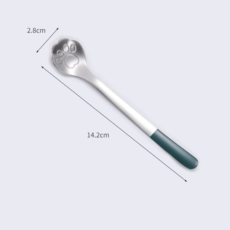 Cartoon Cat's Claw Spoon 304 Stainless Steel Spoon Coffee Stirring Spoon Ice Cream Long Handle Dessert Spoon: Silver Blue
