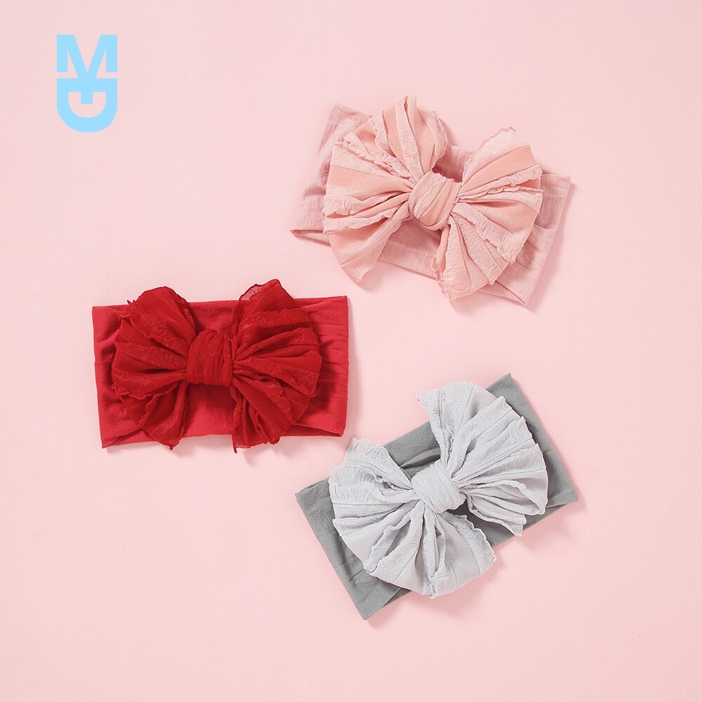 Großes rüschen-schleifen-stirnband aus Nylon, breiter babyturban aus superweichem Chiffon, handgefertigt, geknotet, einheitsgröße, jfny 200