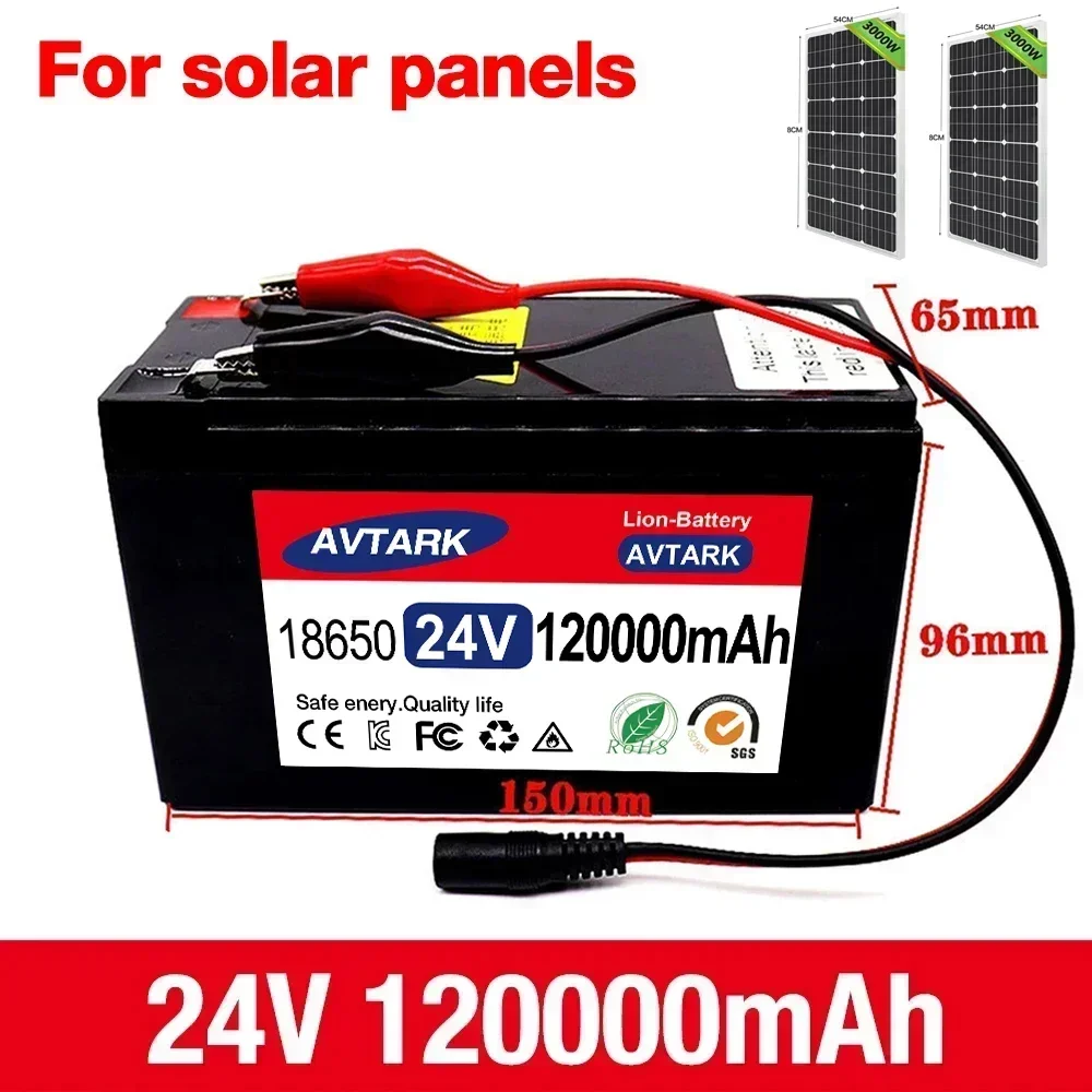 24V LiFePO4 65Ah 100Ah 120Ah Electric Vehicle Battery Pack 18650 Lithium Battery with Built-in BMS 30A High Current for EV