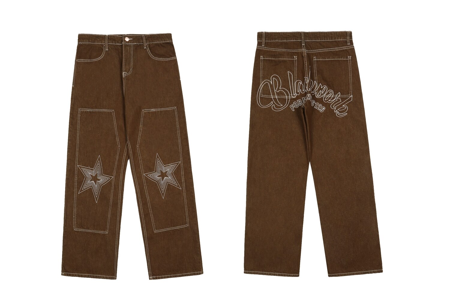 Pantalones vaqueros de estilo hip hop para hombre, Jeans con bordado de estrella de cinco puntas, Jeans lavados Vintage, pantalones vaqueros holgados de , Jeans de Rap de talla grande: XL