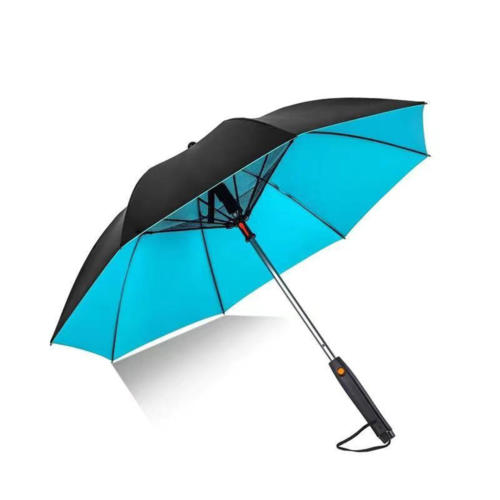 Draagbare USB Oplaadbare Paraplu Met Ventilator En Mist Spray 3 in 1 Koeling Zomer Zonnescherm Fan Bumbershoot Uv Blokkerende Paraplu: Blauw