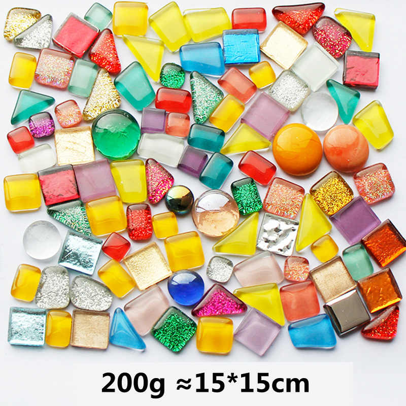 100g/3.52oz Glass Mosaic Tiles Multi Shape/Color Mixed Tiles Diversified Mosaic Materials DIY Crafts Stones
