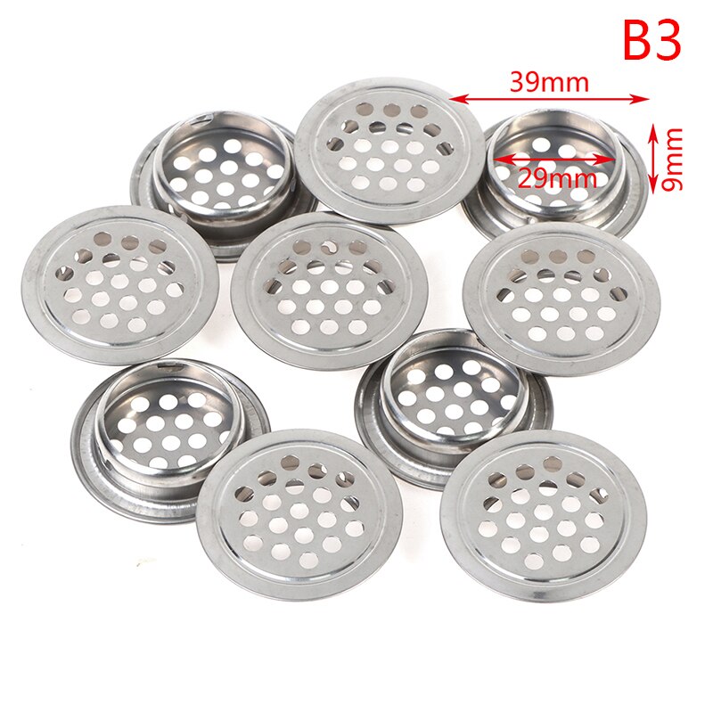 10 stk rundt skab luftkanal udluftning stål jalousi mesh hul prop dekoration dæksel garderobe gitter ventilationssystemer dia .19mm-53mm: B3