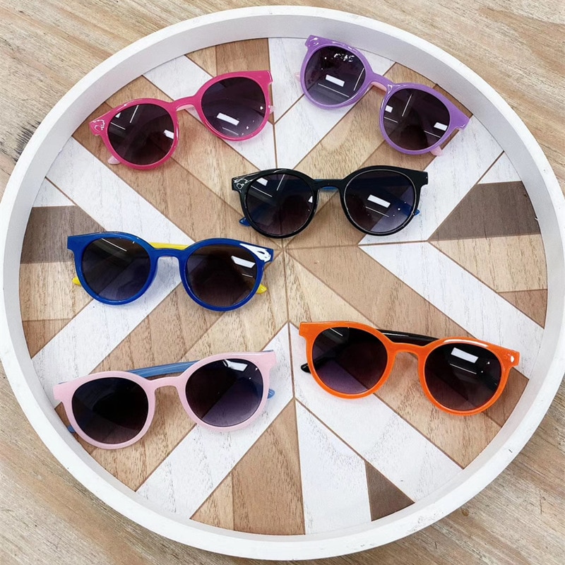 Kinderen Retro Grappig Zwemmen Zonnebril Effen Kleur Ovale Frame UV400 Glazen Jongens En Meisjes Outdoor Uv Bescherming Bril