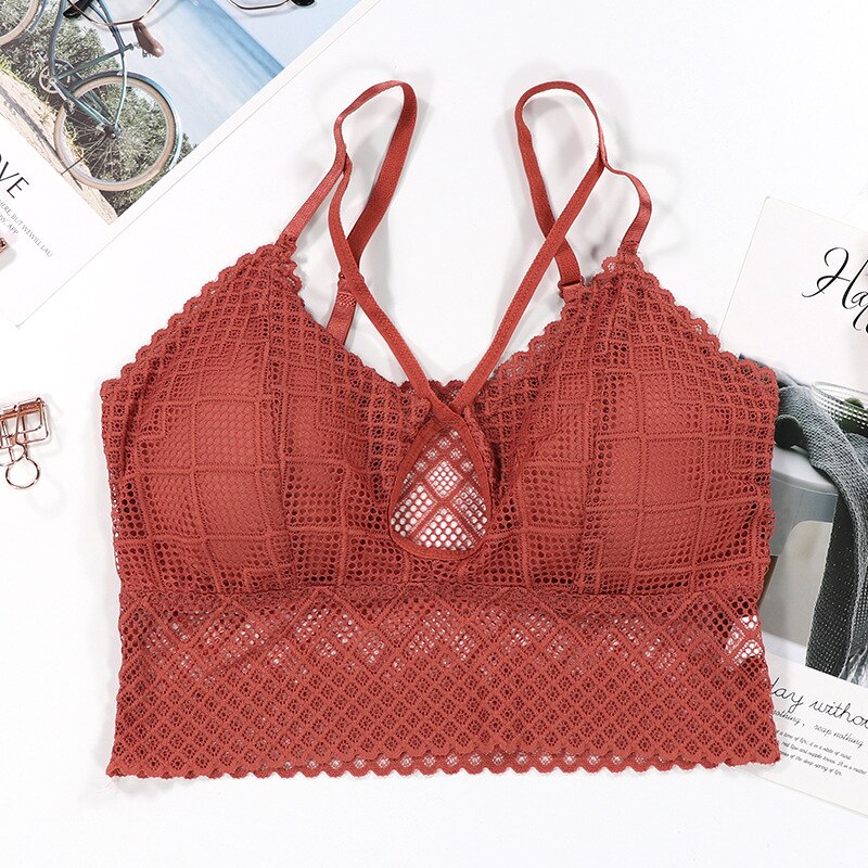 Sexet blonde skønhed ryg bh kvinder dejlig wire fri bralette sommer behagelig sømløs push up bh: Orange