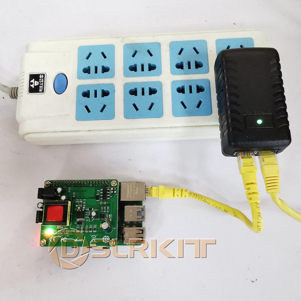 DSLRKIT Gigabit Raspberry Pi 4 4B 3B+ 3B Plus 5V 12V Dual Output PoE Kit (HAT+ Injector)