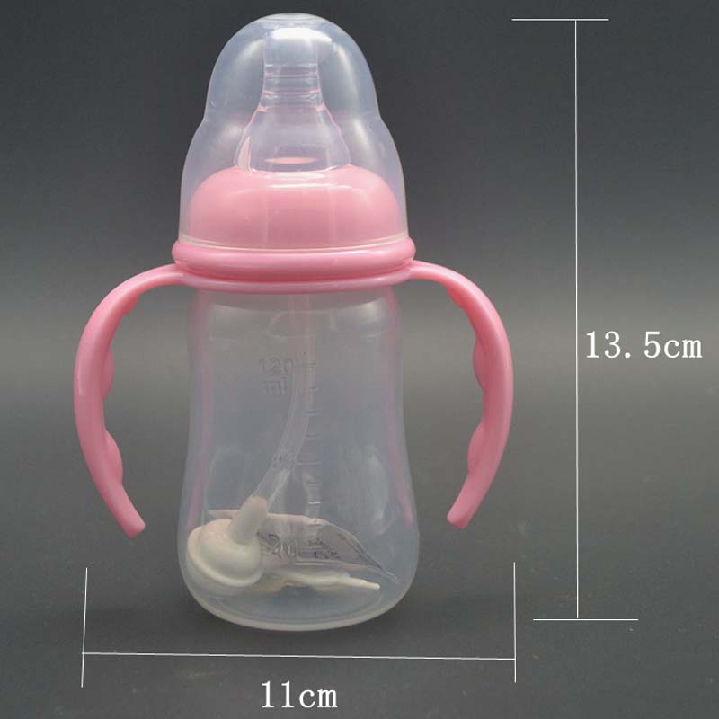 120ml nappflaska pp flaska med handtag standard kaliber amningsflaska bröstmjölksflaska nippel