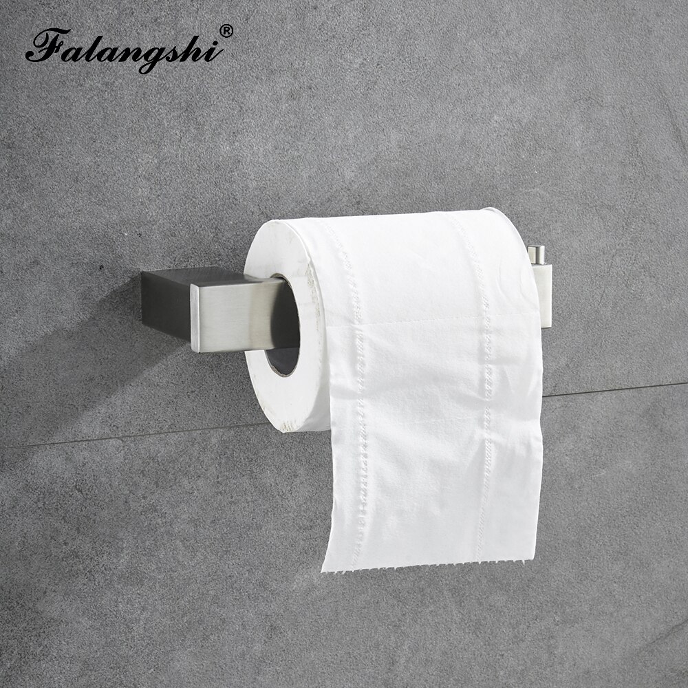Brushed Bathroom Hardware Set 304 Stainless Steel Robe Hook Paper Holder Towel Bar Wall Mounted Bathroom Accessories WB8852