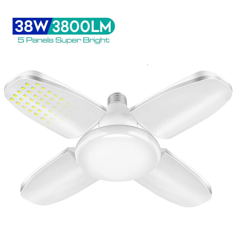 Luz LED para garaje E27 38W plegable luces de iluminación 3800LM bombilla Led garaje las luces de techo para el taller de garaje de la habitación: warm light