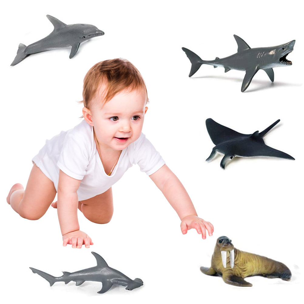 12 pieces/lot of simulation solid marine life toy animal plastic ocean bath toy model children's educational toy