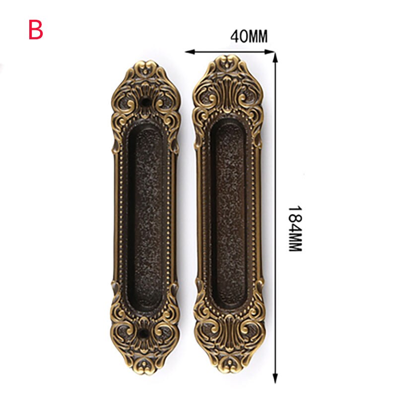 1 Pair Brass Door Handles Sliding Door Handle European Style Hidden Book Door Handles Insert Installation Bedroom Door Handles: B