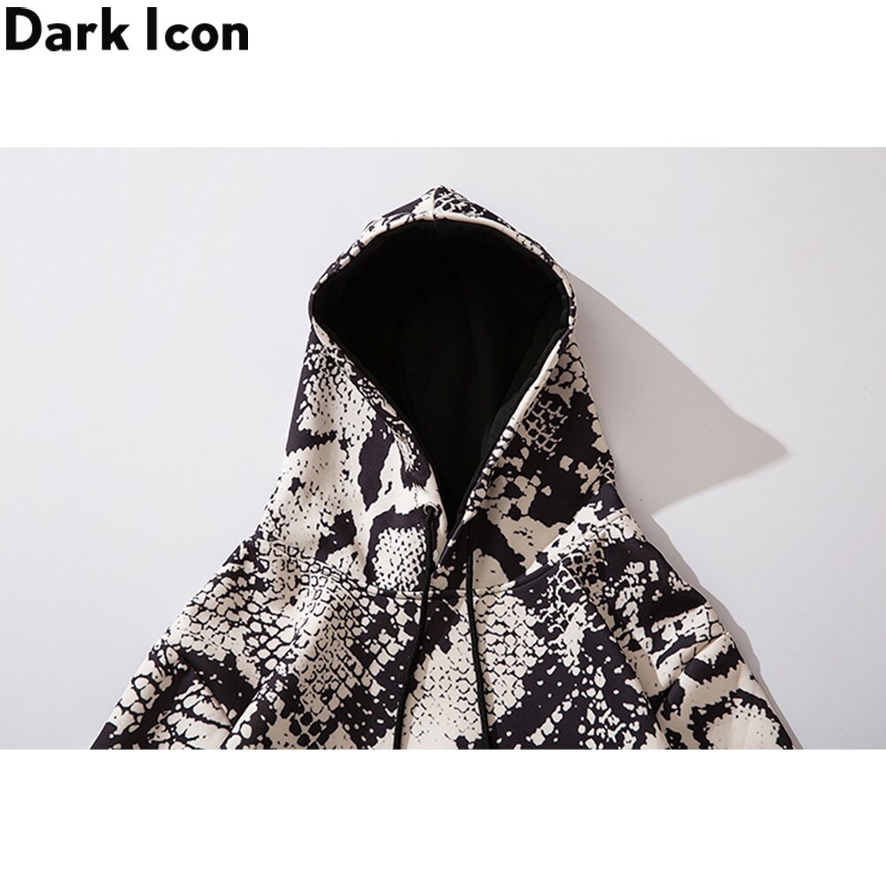 Dark Icon Snake 3D Print Hoodies Men Front Pocket Streetwear Hooded Men Sweatshirts