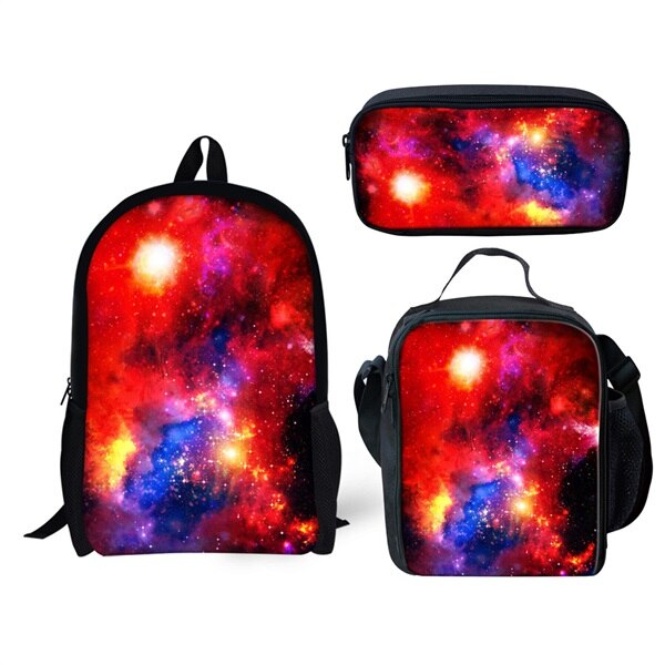 Galaxy/ruimte/universum print jongens meisjes schooltassen casual stuks set rugzakken kinderen orthopedische schooltassen: C0165 cgk