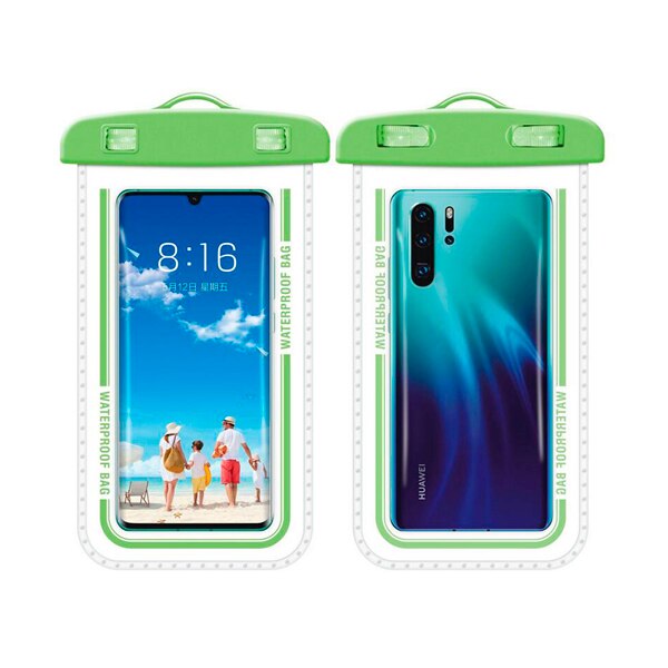 7.2Inch Clear Waterproof Smartphone Bag Case With Lanyard For iPhone 11 Pro Max XR 8 7 Plus Under water Mobile Phone Pouch Cover: Green