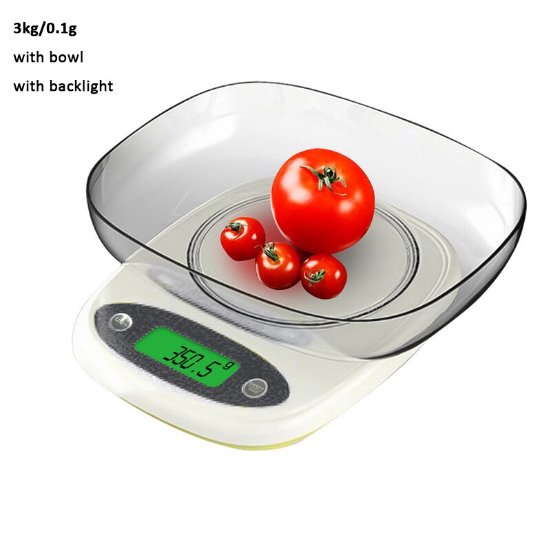 Keittiövaaka Digitaalinen Korkea Tarkkuus 7kg/3kg - Mini LCD 0.1g/1g - Kulholla: 3kg-0.1g kulhon valo