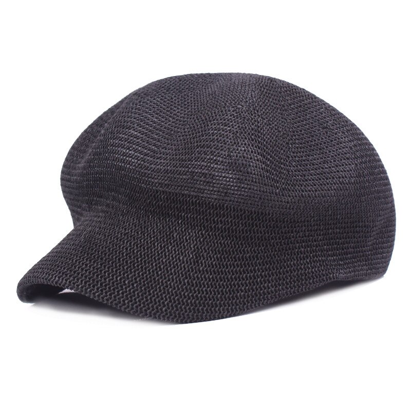 Automne hiver gavroche casquettes hommes femmes Tweed octogonal chapeau maille casquette béret chapeau respirant détective chapeaux rétro casquettes plates: Black
