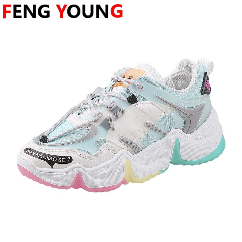 Kvindelige chunky sneakers sommer designere blomster modekvinder snøre afslappet sko til kvinder dame sneaker tennis