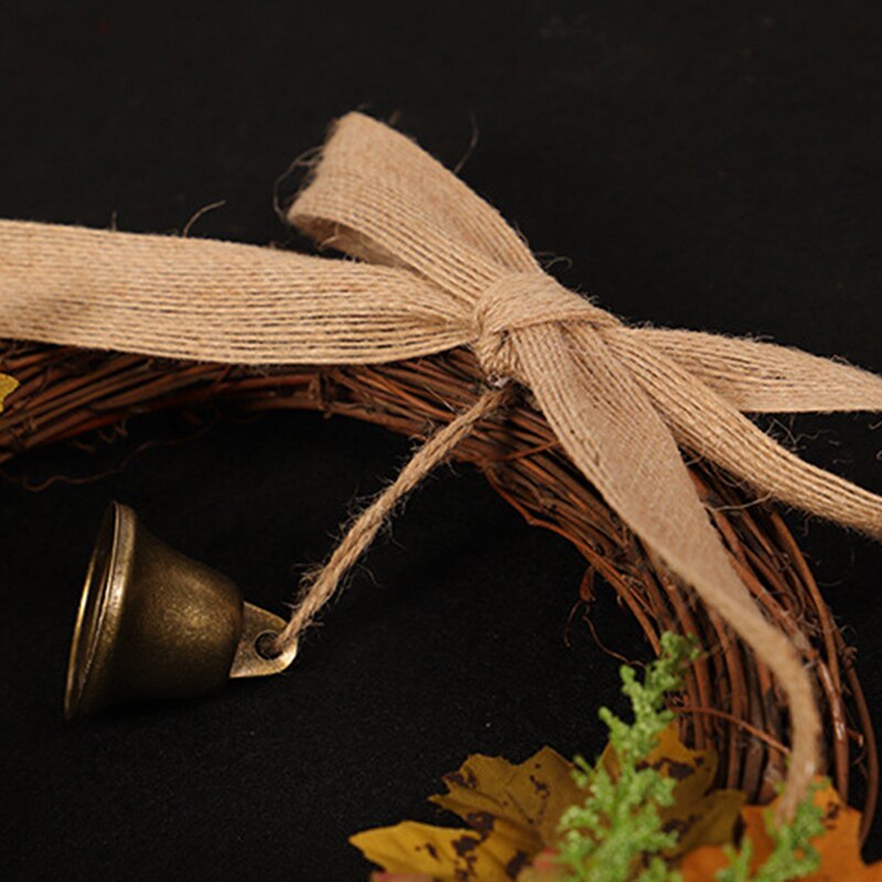 40Cm Thanksgiving Krans Herfst Kleur Guirlande Oogstfeest Bells Esdoornblad Pompoen Deur Hanger Kunstmatige Decoraties