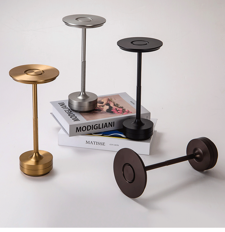 Lámpara decorativa Simple de aleación de aluminio, luz LED nocturna, atmósfera regulable infinita, lámpara de escritorio táctil recargable portátil Retro