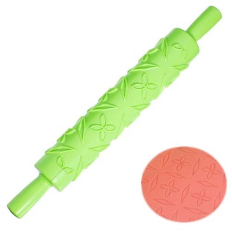 Rouleau à pâtisserie en plastique, outil de décoration de pâtisserie, pour gaufrage, Fondant, artisanat, motif de fleur, cœur