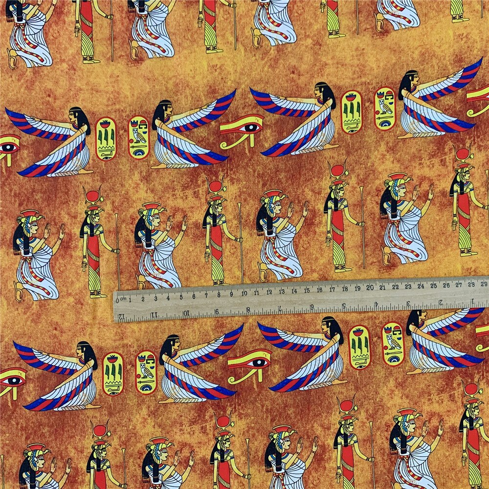 Vintage Mysterieuze Oude Egypte Muurschildering 100% Katoen Naaien Doek Jurk Kleding Textiel Tissue Patchwork