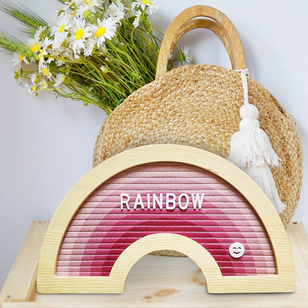 Rainbow Felt Letter Wood Message Board with 340Pcs Plastic Christmas Letters Felt Letterboard Wooden Frame Home Wall Decor