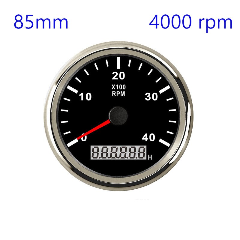 85mm REV Counter Car Boat tachometer + sensor Car Truck Tacho Marine RPM Meter with LCD Hourmeter 4000 RPM Red Backlight 12V/24V: BS 4000 rpm