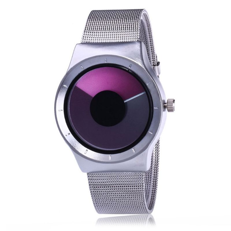 Creatieve Swirl Pointerless Horloge Lichtgevende Eenvoudige Unisex Student Waterdichte Mode Trend Horloge: Paars