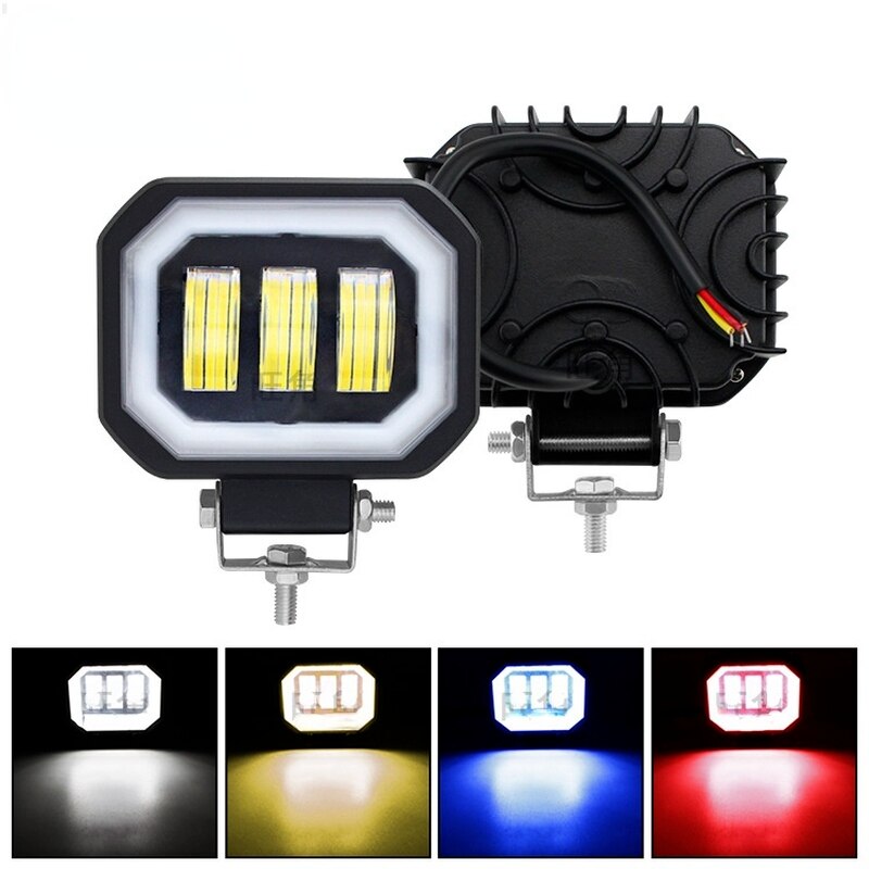 Motorcycle Led Headlight Work Light 4×4 SUV 30W Fog Lamp with Angel Eyes Car Offroad Truck Tractor Spot Beam Floodlight 9-32V