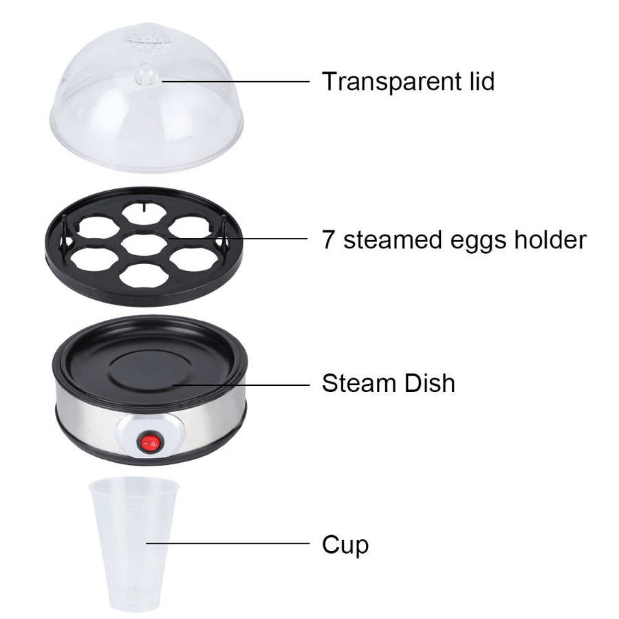Egg Boiler Electric Egg Cooker Steamer 7 Eggs Capacity Poacher Multifuctional Corn Milk Heating Breakfast Machine 220V 350W