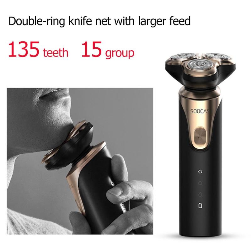 SOOCAS S3 Afeitadora eléctrica, afeitadora 3D, recortadora de barba tipo C, máquinas de afeitar recargables IPX7, Afeitadora eléctrica a prueba de agua para hombres 4