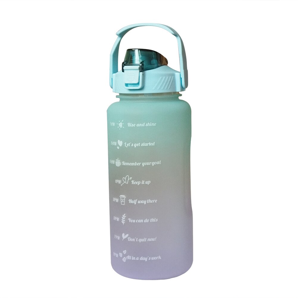 2000ml Sports Water Bottle Plastic Outdoor Fitness Travel Portable Leakproof Drinkware Fitness Straw Drink Cups: green