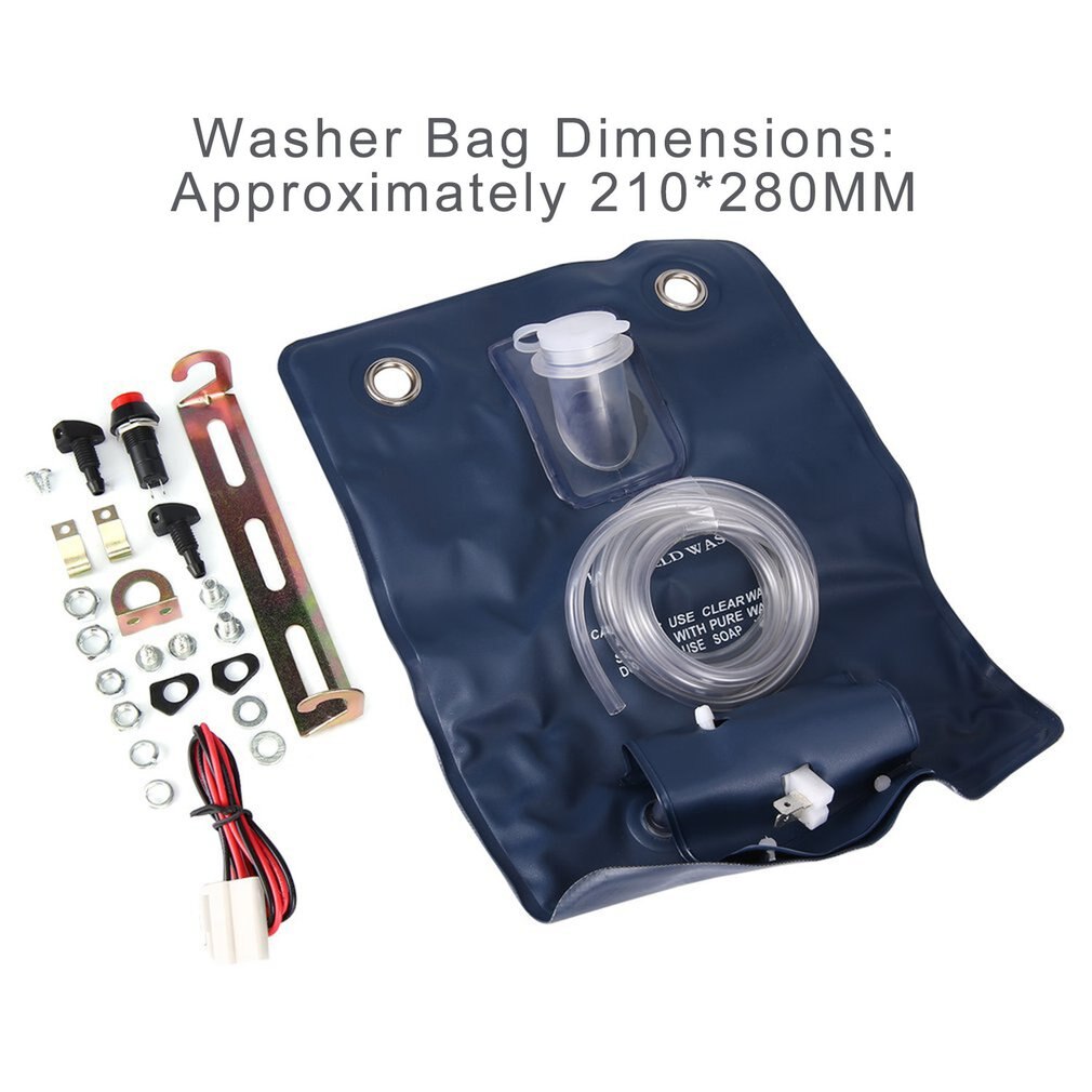 Universal Windscreen Washer Bottle Bag Kit With 12 Volt Pump For Classic Car 151286776374 Good Performance