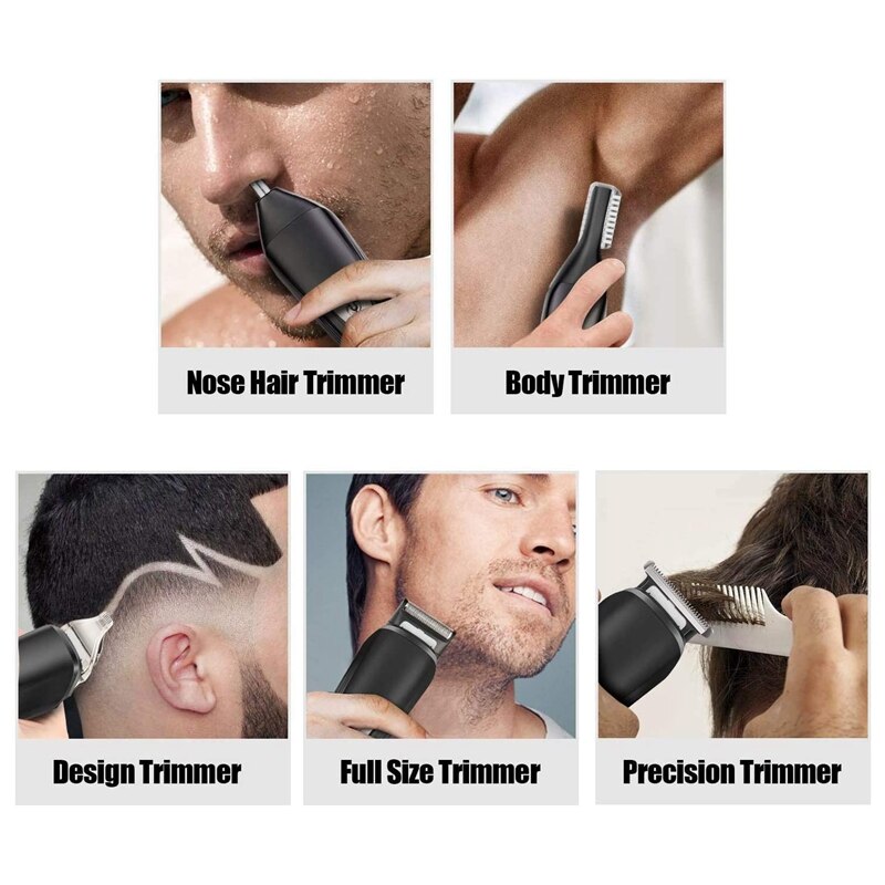 6 in 1 Hair Clippers Kit Men Beard Trimmer Barber Grooming Cordless