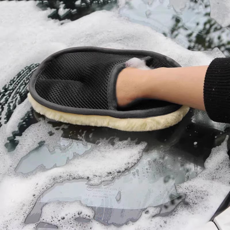 Luvas de lã de imitação para lavagem de carro, luvas de limpeza de carro de pelúcia espessada, polimento de cera, produtos de limpeza de carro